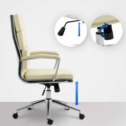 Silla de oficina Cleveland, polipiel color crema