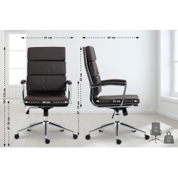Silla de oficina Cleveland, piel sintética marrón