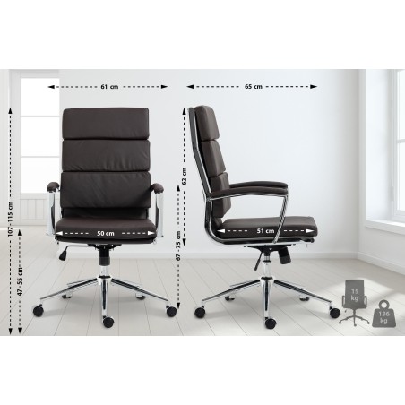 Silla de oficina Cleveland, piel sintética marrón