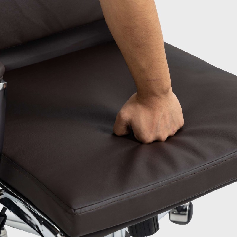 Silla de oficina Cleveland, piel sintética marrón