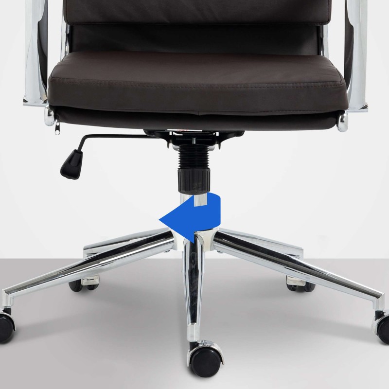 Silla de oficina Cleveland, piel sintética marrón