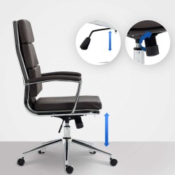 Silla de oficina Cleveland, piel sintética marrón