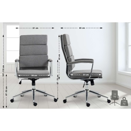 Silla de oficina Cleveland en tela gris