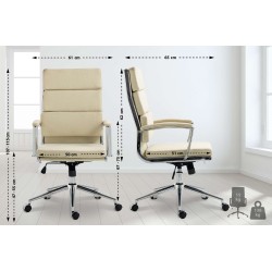 Silla de oficina Cleveland, tela color crema