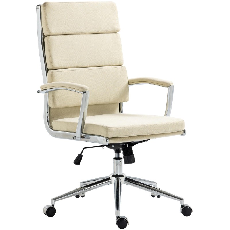 Silla de oficina Cleveland, tela color crema