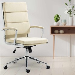 Silla de oficina Cleveland, tela color crema