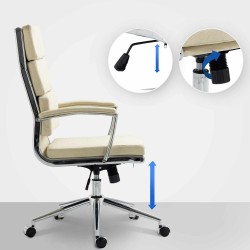 Silla de oficina Cleveland, tela color crema