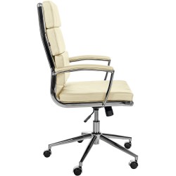 Silla de oficina Cleveland, cuero genuino, color crema