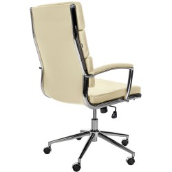 Silla de oficina Cleveland, cuero genuino, color crema