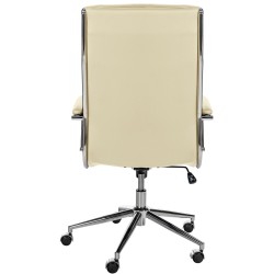 Silla de oficina Cleveland, cuero genuino, color crema