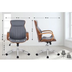 Silla de oficina Melilla en nogal/piel sintética gris