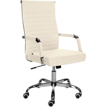 Silla de oficina Amadora en tela color crema