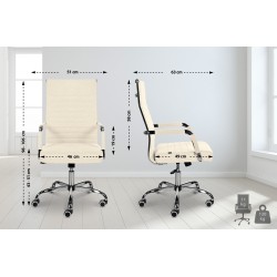 Silla de oficina Amadora en tela color crema
