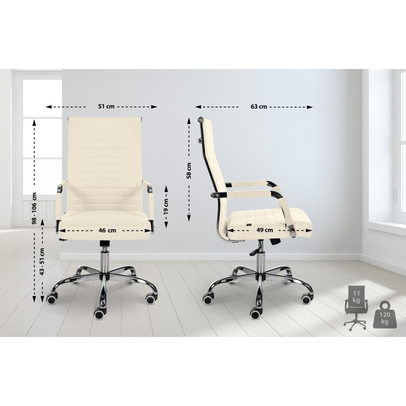 Silla de oficina Amadora en tela color crema