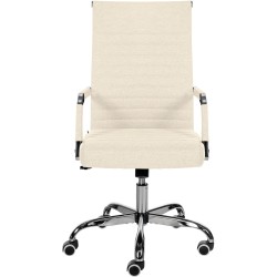 Silla de oficina Amadora en tela color crema