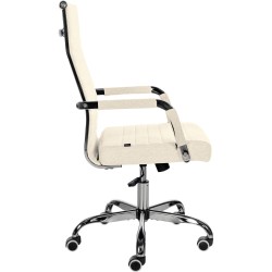 Silla de oficina Amadora en tela color crema