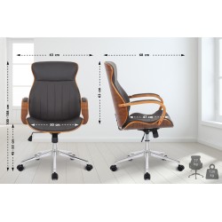 Silla de oficina Melilla en nogal/piel sintética marrón