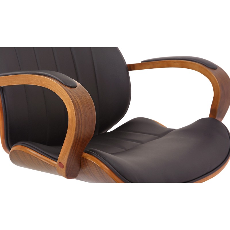 Silla de oficina Melilla en nogal/piel sintética marrón