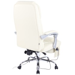 Silla de oficina Pacific de piel auténtica con función de masaje, color crema