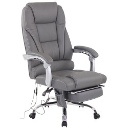 Silla de oficina Pacific de cuero genuino con función de masaje, gris