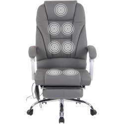 Silla de oficina Pacific de cuero genuino con función de masaje, gris