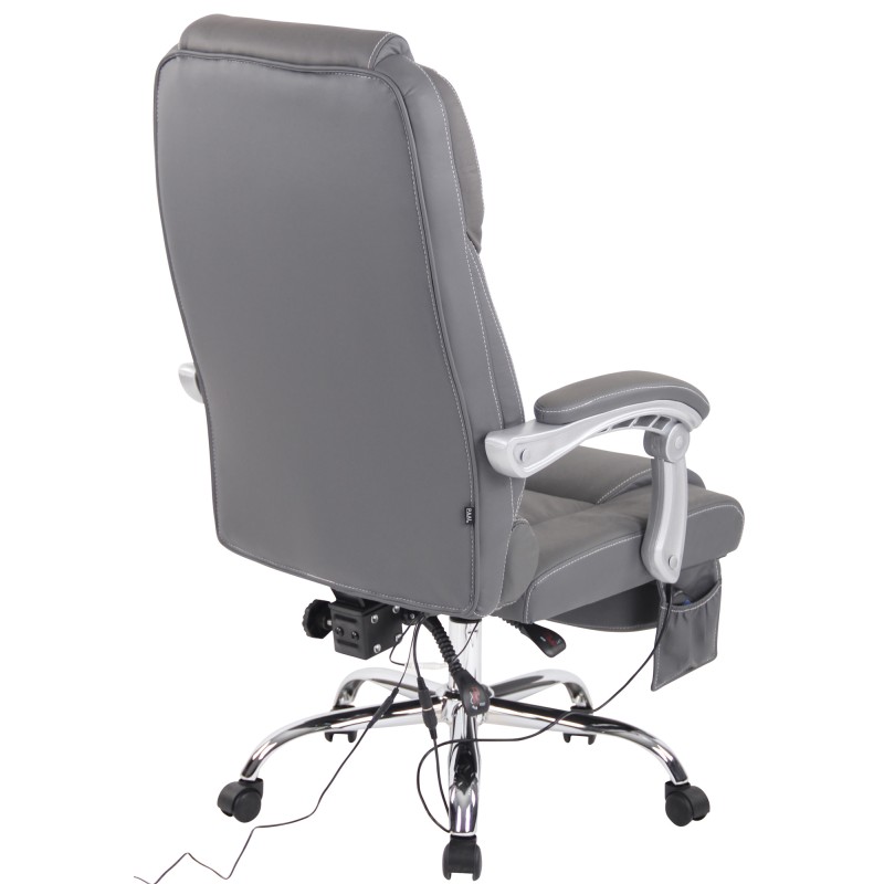 Silla de oficina Pacific de cuero genuino con función de masaje, gris