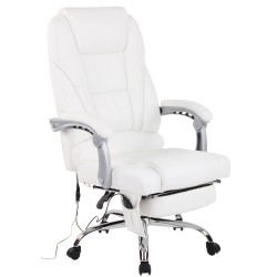 Silla de oficina Pacific de cuero genuino con función de masaje, color blanco