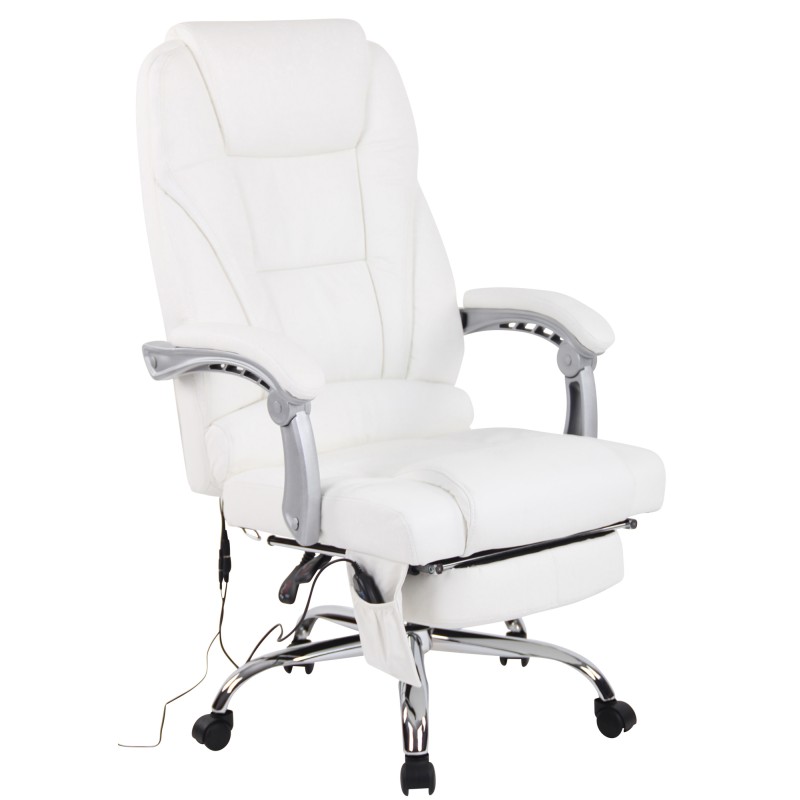 Silla de oficina Pacific de cuero genuino con función de masaje, color blanco