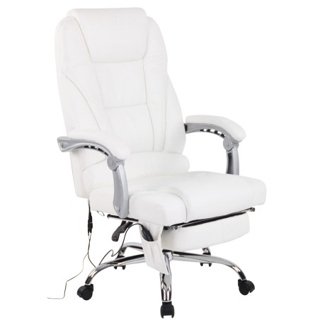 Silla de oficina Pacific de cuero genuino con función de masaje, color blanco