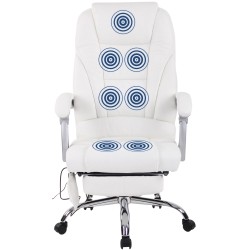 Silla de oficina Pacific de cuero genuino con función de masaje, color blanco