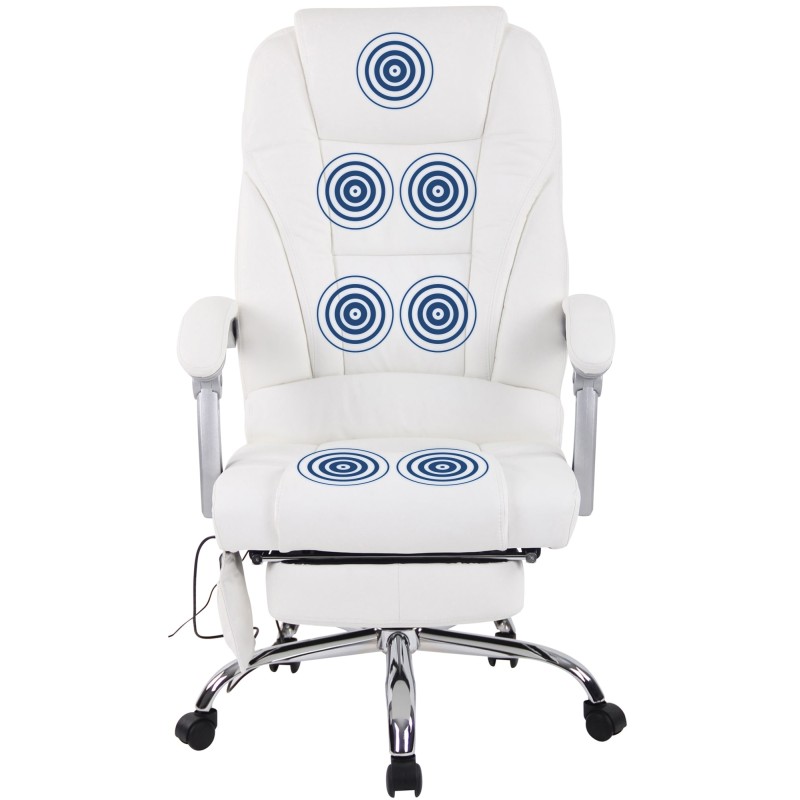 Silla de oficina Pacific de cuero genuino con función de masaje, color blanco