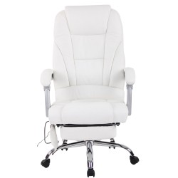 Silla de oficina Pacific de cuero genuino con función de masaje, color blanco