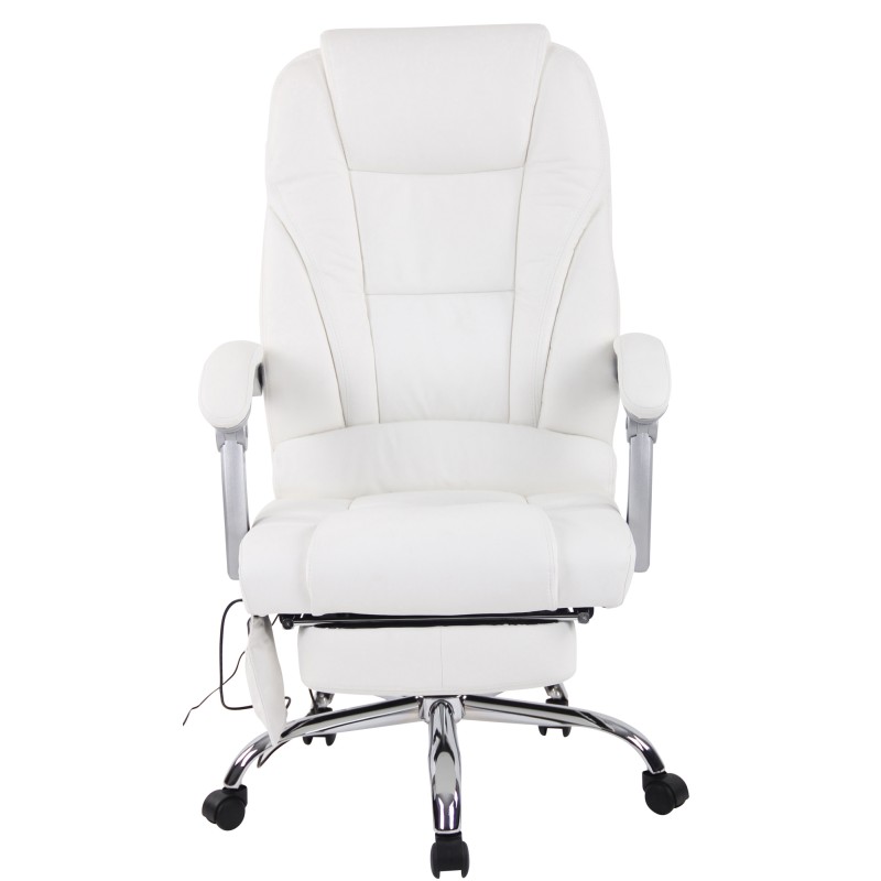 Silla de oficina Pacific de cuero genuino con función de masaje, color blanco