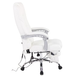 Silla de oficina Pacific de cuero genuino con función de masaje, color blanco