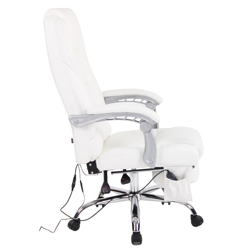 Silla de oficina Pacific de cuero genuino con función de masaje, color blanco
