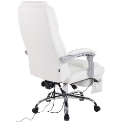 Silla de oficina Pacific de cuero genuino con función de masaje, color blanco