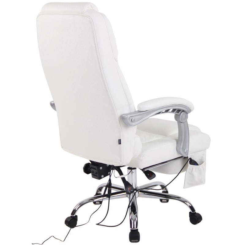 Silla de oficina Pacific de cuero genuino con función de masaje, color blanco