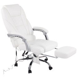 Silla de oficina Pacific de cuero genuino con función de masaje, color blanco