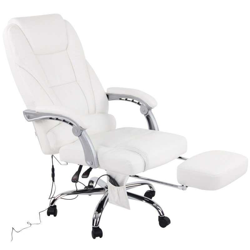 Silla de oficina Pacific de cuero genuino con función de masaje, color blanco
