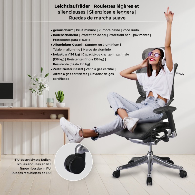 Silla de oficina ergonómica Norfolk en gris