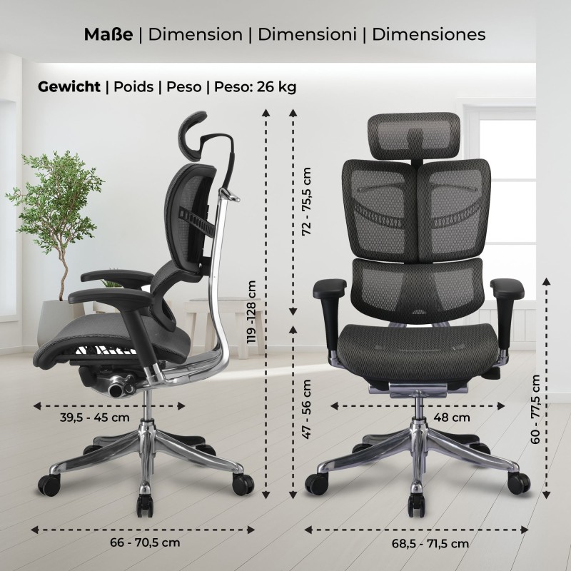 Silla de oficina ergonómica Norfolk en gris