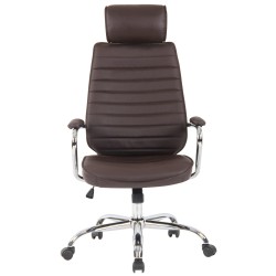 Silla de oficina Rako, piel auténtica, marrón