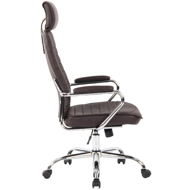 Silla de oficina Rako, piel auténtica, marrón