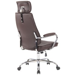 Silla de oficina Rako, piel auténtica, marrón