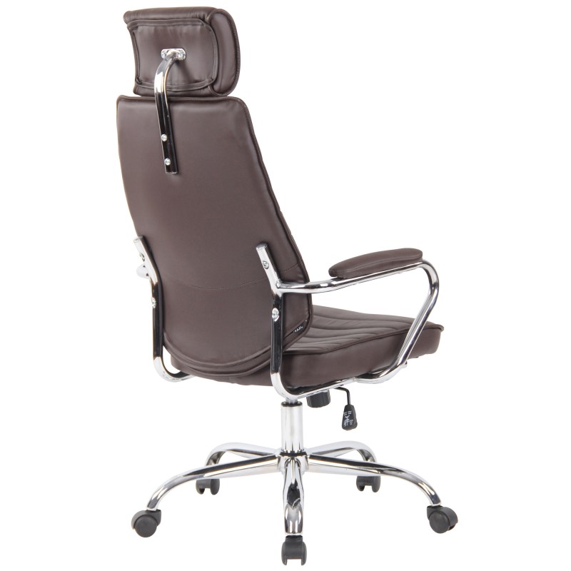 Silla de oficina Rako, piel auténtica, marrón