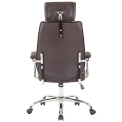 Silla de oficina Rako, piel auténtica, marrón