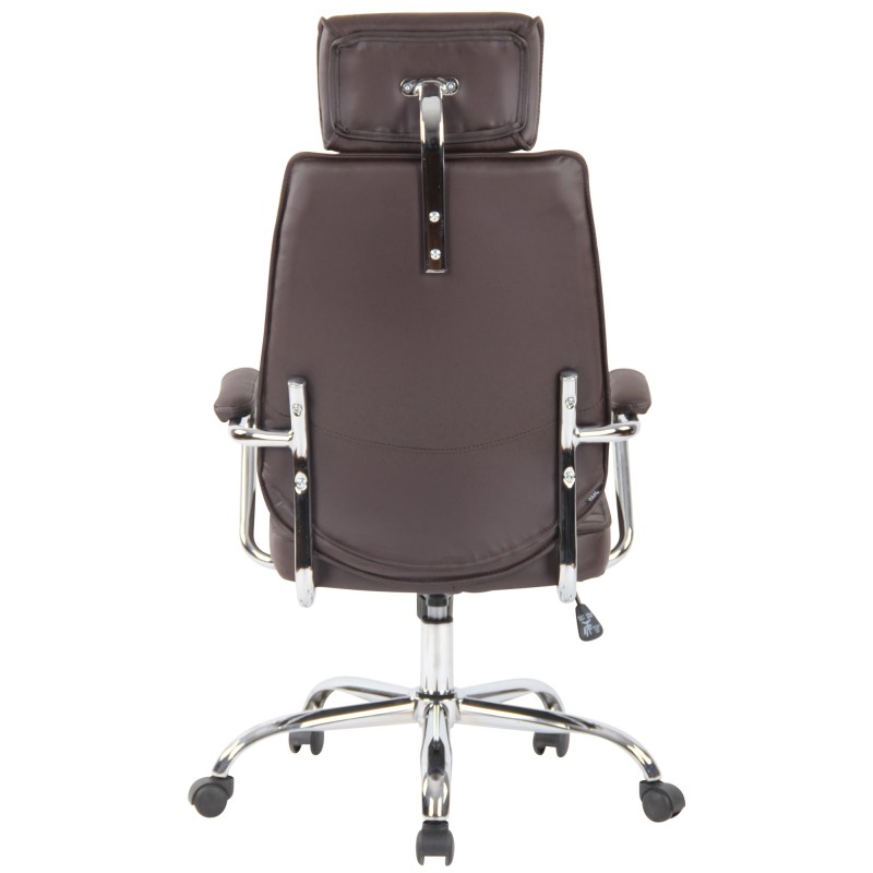 Silla de oficina Rako, piel auténtica, marrón