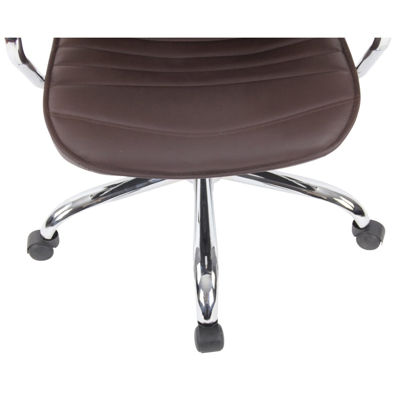 Silla de oficina Rako, piel auténtica, marrón