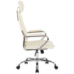 Silla de oficina Rako en piel auténtica color crema