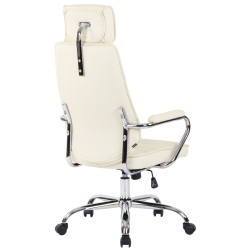 Silla de oficina Rako en piel auténtica color crema